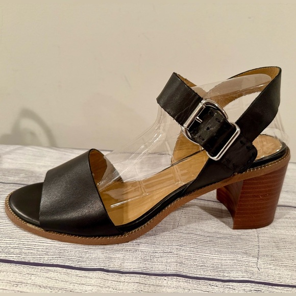 Franco Sarto Black Leather Block Heel Sandals Size 11 - Picture 1 of 14
